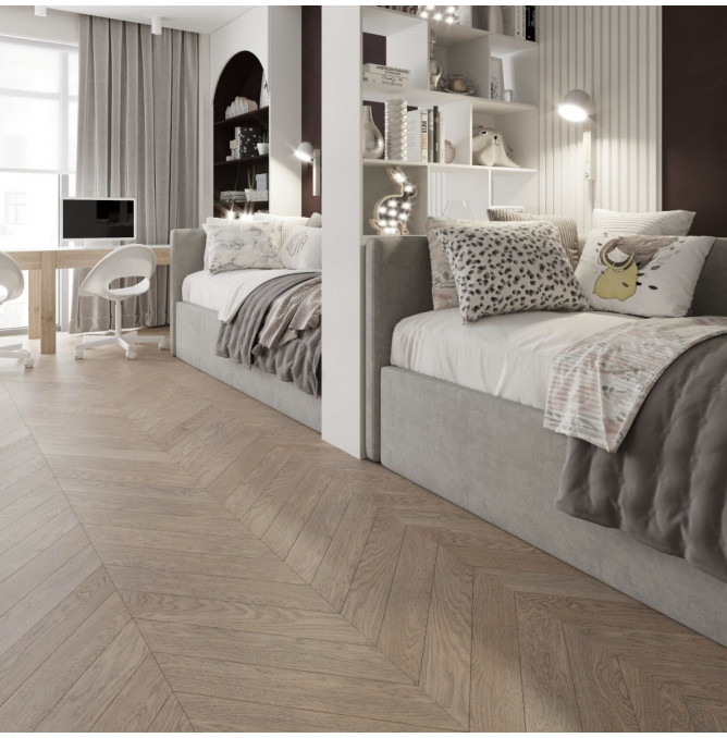 фото - Инженерная доска AlixFloor Английская Ёлка ALX1038HB Дуб Коричнево-серый