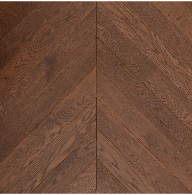 фото - Инженерная доска Елка Французская Lab Arte Chevron Дуб Селект Табак лак 600/475х125х14/3/45°