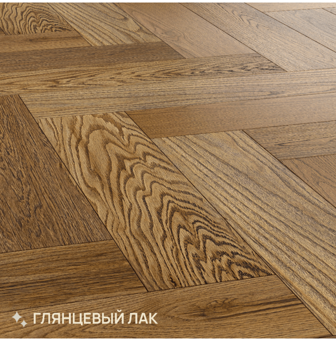 фото -  Елка Английская Royal Parket 490х125х13мм Дуб Натур Шерман лак
