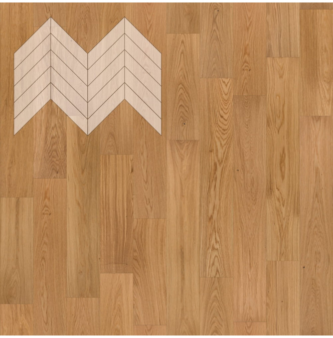 фото - Инженерная доска Елка Французская Lab Arte Chevron Дуб Селект Прозрачное масло 600/490х110х14/3/45°