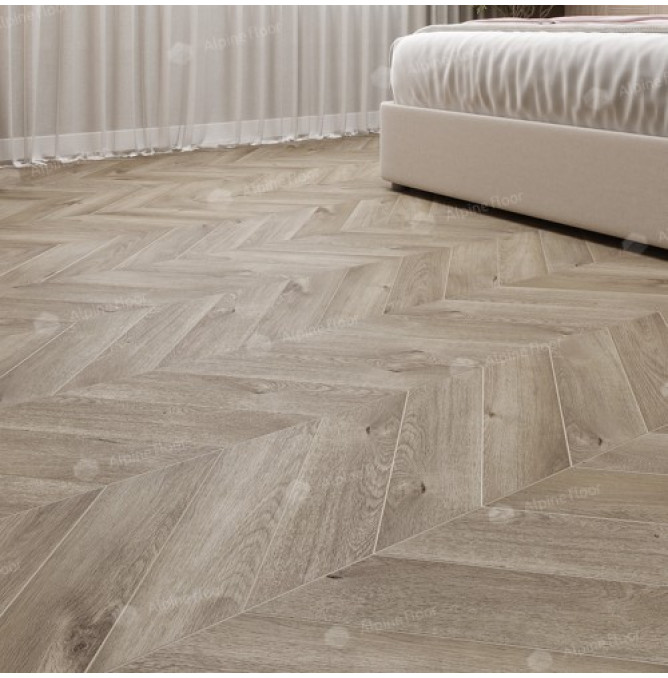 фото - Кварц-винил Alpine Floor CHEVRON ALPINE LVT ECO 20-3 Дуб Натуральный Отбеленный Chevron