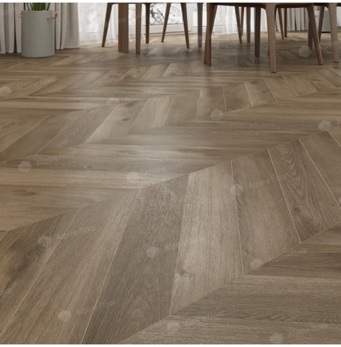 фото - Кварц-винил Alpine Floor CHEVRON ALPINE LVT ECO 20-4 Дуб Насыщенный Chevron