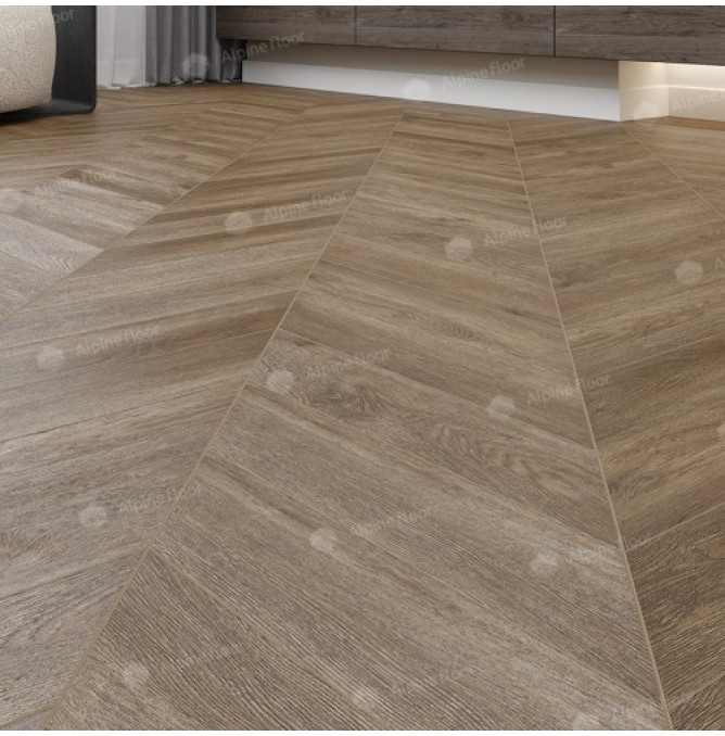 фото - Кварц-винил Alpine Floor CHEVRON ALPINE ECO 18-5 Макадамия