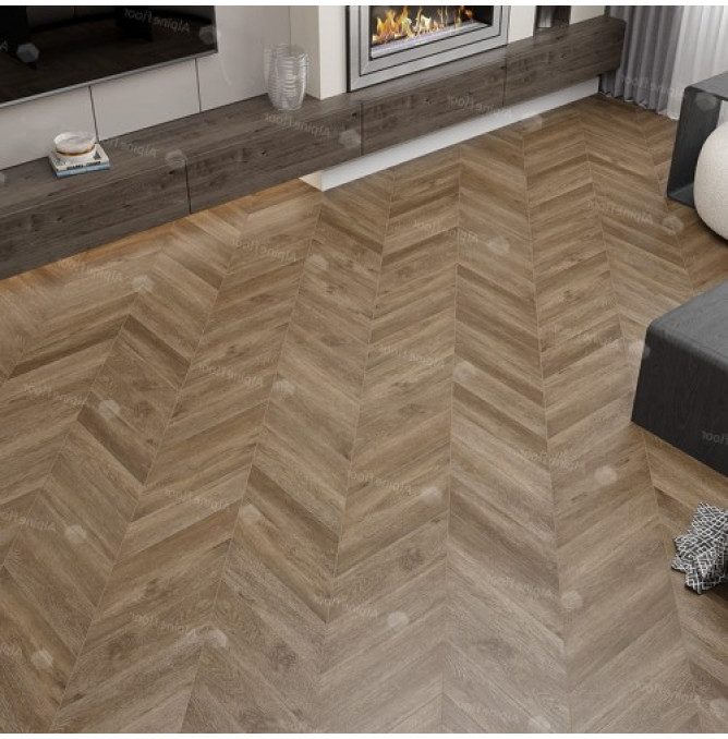 фото - Кварц-винил Alpine Floor CHEVRON ALPINE ECO 18-5 Макадамия