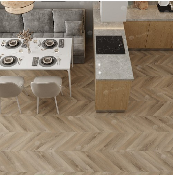 фото - Кварц-винил Alpine Floor CHEVRON ALPINE ECO 18-6 Дуб Синистра