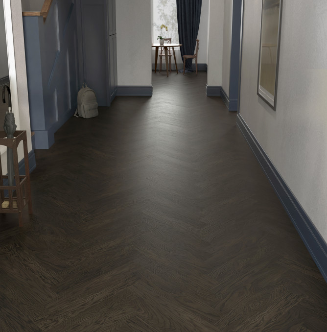 фото - Паркетная доска ESTA Parket Herringbone Oak HB Nova Elite Lava Grey