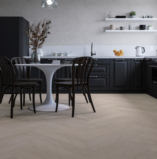 фото - Паркетная доска ESTA Parket Herringbone Oak HB Nova Elite Pearl