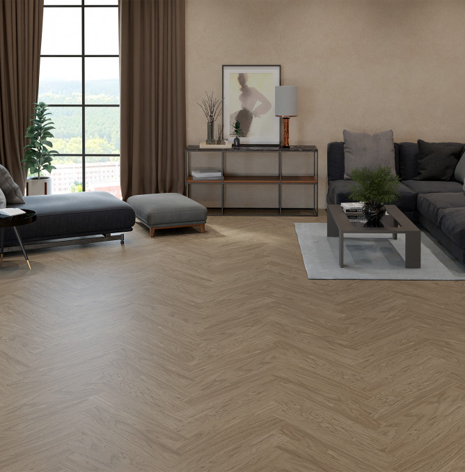 фото - Паркетная доска ESTA Parket Herringbone Oak HB Nova Elite Sandstone
